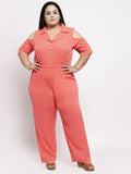 Flambeur Women's Plus Size Crepe Solid Jumpsuits