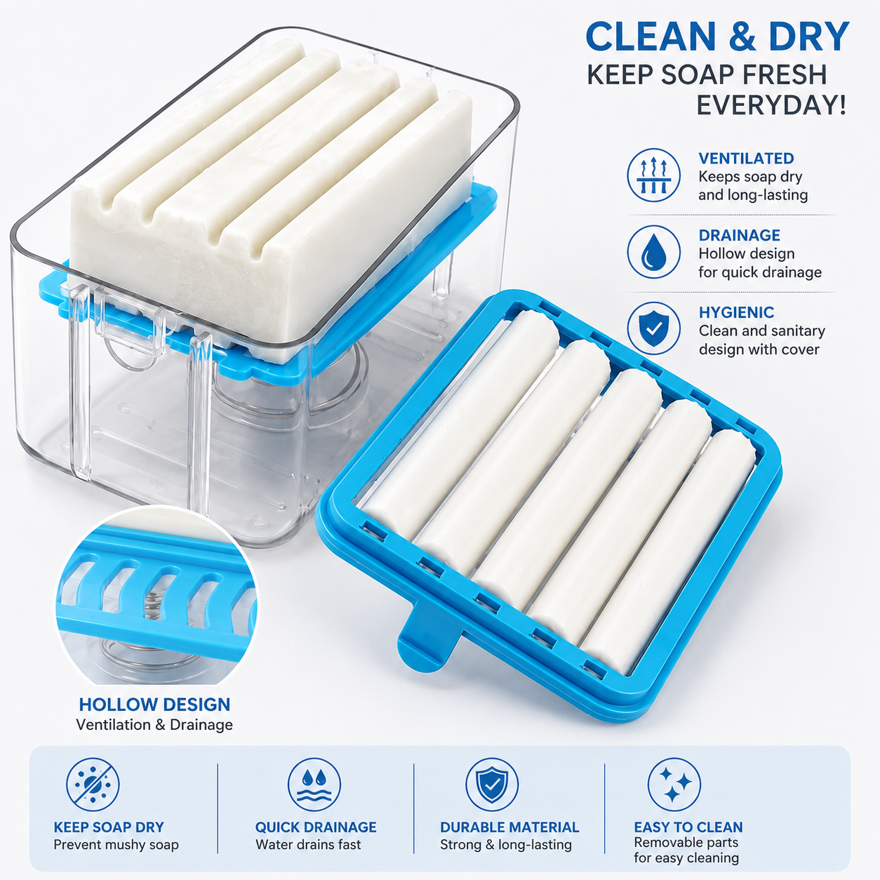 Self-Draining Soap & Sponge Holder with Roller