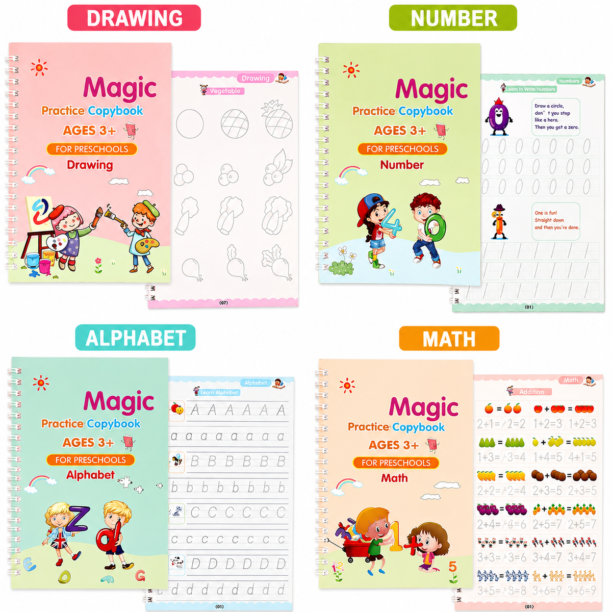 Magic Practice Copybook - (4 Book + 10 Refill) (A-127)